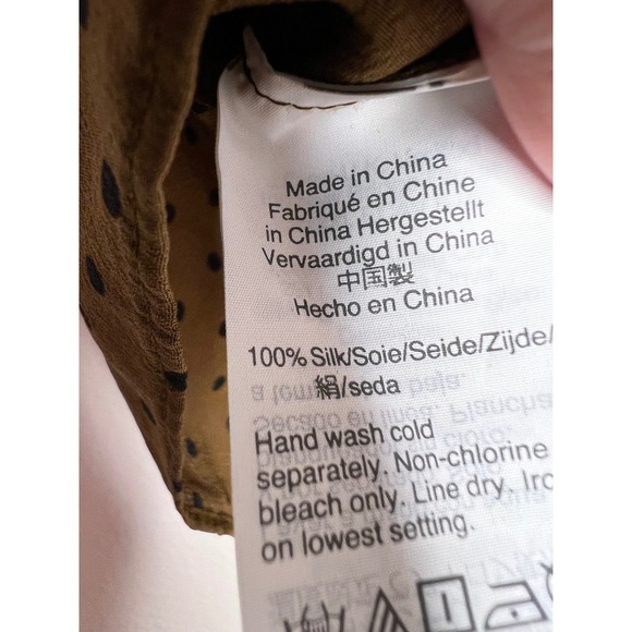 Madewell Carmelina Black Polka Dot Flutter Sleeve Silk Top Size 00 STAINED - Picture 6 of 9